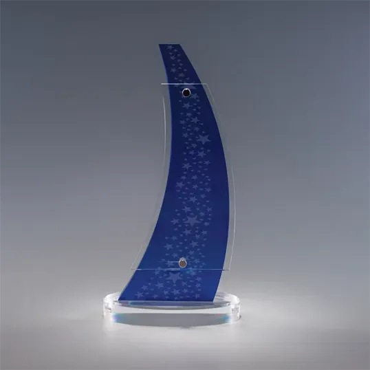 Aurora Acrylic Award, 10 x 5 x 2.25 Inch Clear and Blue — view 3