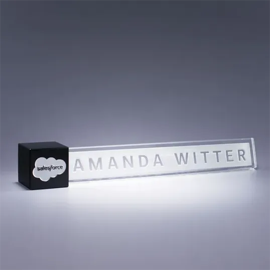 Accent Crystal Desk Nameplate with Optic Color Accents