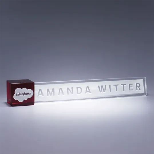 Accent Crystal Desk Nameplate with Optic Color Accents — view 2