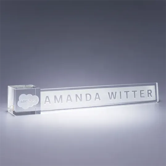 Accent Crystal Desk Nameplate with Optic Color Accents — view 4