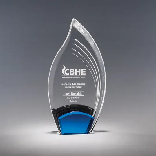 Spark Acrylic Award with Cobalt Blue and Black Accents