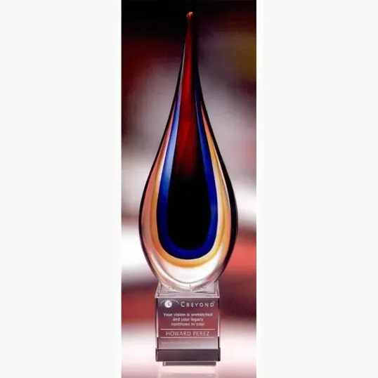 Torchier Small Art Glass Award with Optic Crystal Base