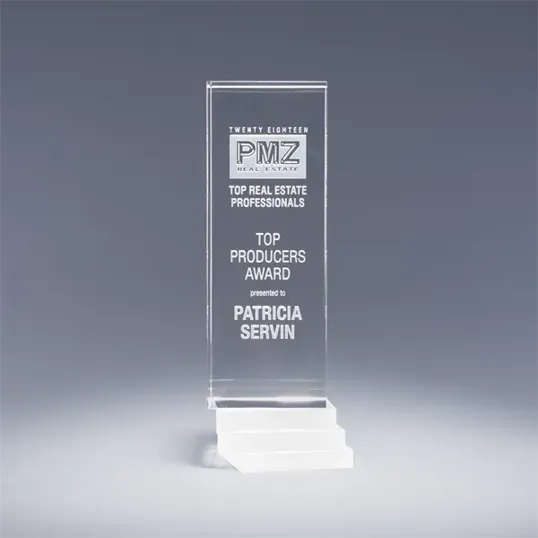 Structure Optic Crystal Award with Frosted Staircase Base
