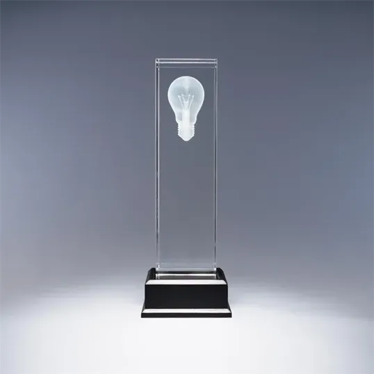 Luminosity Optic Crystal Award with Wooden Base — view 2