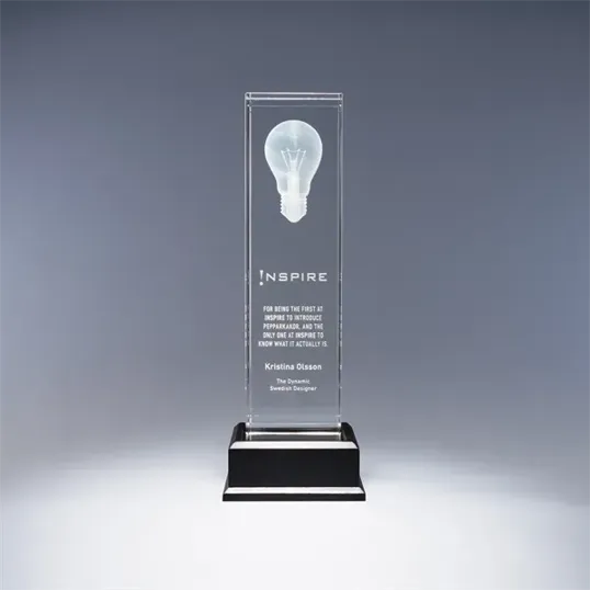 Luminosity Optic Crystal Award with Wooden Base