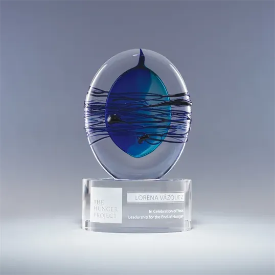 Vibrations Crystal Award with Blue Accent