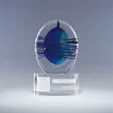 Vibrations Crystal Award with Blue Accent