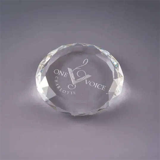 Kaleidoscope Crystal Paperweight, 3.5-Inch Round