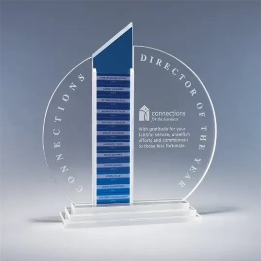 Forte Optic Crystal Perpetual Award with Name Plates