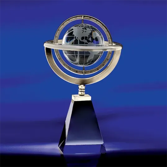 Omni Globe Award, Optic Crystal & Silver-Plated — view 2