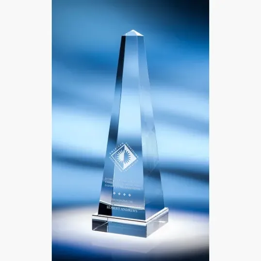Obelisk Optic Crystal Award with Base, Large — view 4