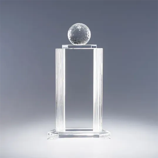 Optic Crystal Golf Award with Sculpted Golf Ball Topper — view 3