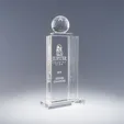 Optic Crystal Golf Award with Sculpted Golf Ball Topper