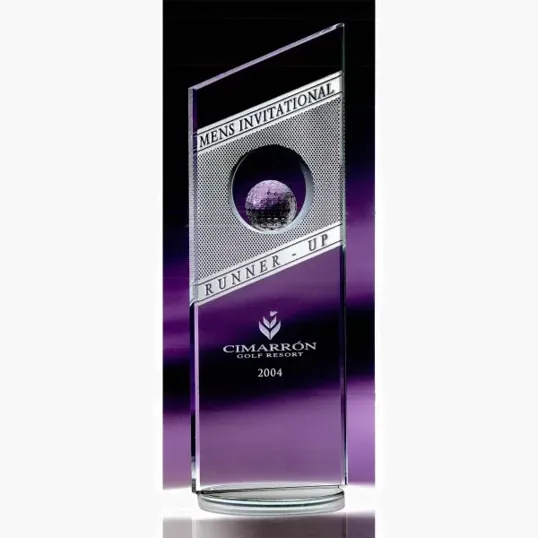 Fanfare Crystal Golf Award with Framed Crystal Golf Ball