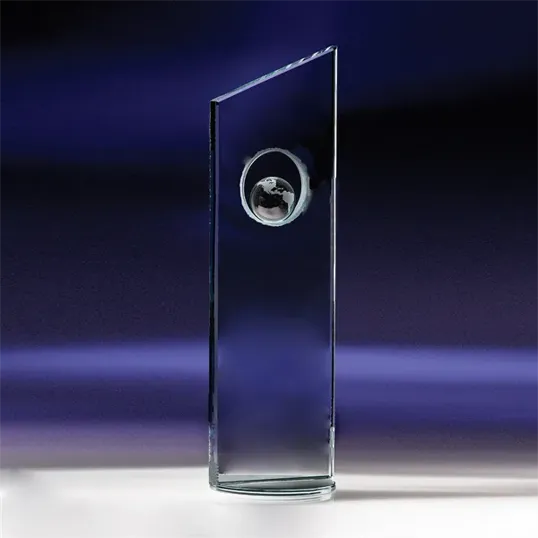 Crystal Perspective Award with Etched Globe — view 3