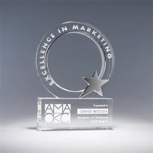 Realm Optic Crystal Award with Chrome Star