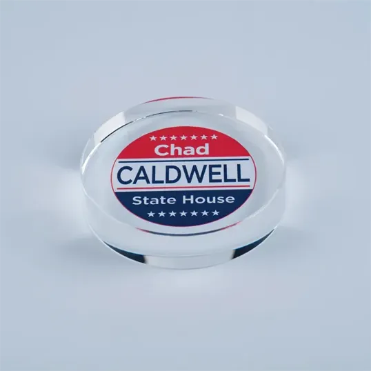 Signature Crystal Paperweight, 3.5" Round