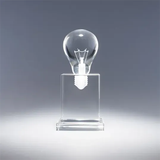 Visionary Optic Crystal Award with Light Bulb Sculpture — view 3