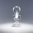 Visionary Optic Crystal Award with Light Bulb Sculpture