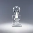 Visionary Optic Crystal Award with Light Bulb Sculpture — view 2