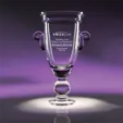 World Class Hand-Blown Crystal Cup Award with Etched Globe Stem