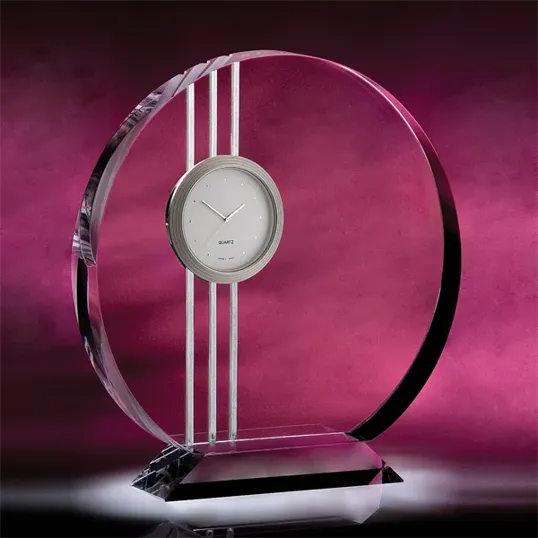 Neo-Metro Optic Crystal Clock with Deep Cut Accents — view 2