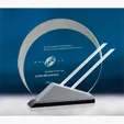 Eclipse Jade Crystal Award with Lacquered Wood Base