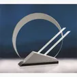 Eclipse Jade Crystal Award with Lacquered Wood Base — view 3