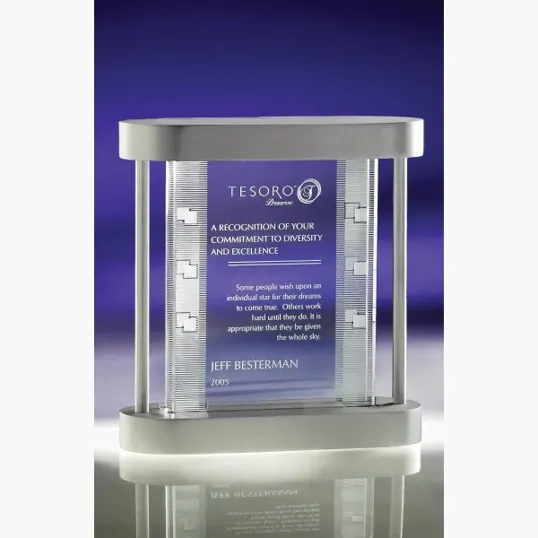 Plaque 3D Crystal Award with Etched Glass Panels