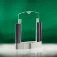 Neopolitan Jade Crystal Award with Chrome Base — view 3