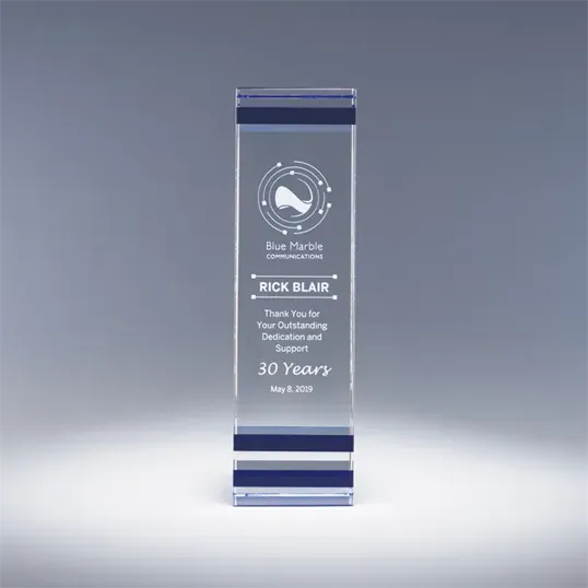 Essential Crystal Award, Tower-Style with Blue Accents