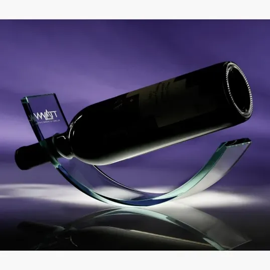 Wine Cradle in Jade Crystal and Stainless Steel