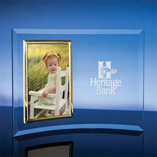Vertical Jade Crystal/Gold Photo Frame