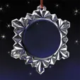 Snowflake Glass Ornament with Red Hang Cord — view 3