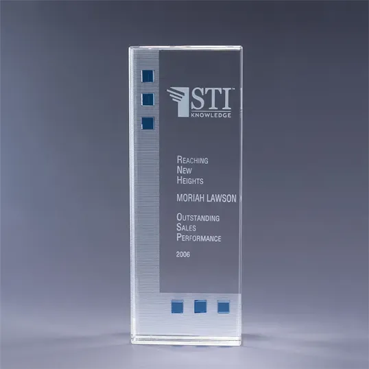 Dimensions in Blue Optic Crystal Award