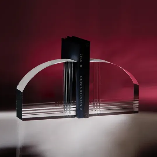 Foundation Optic Crystal Bookends, 5.5 x 5.5 x 2 Inches — view 2