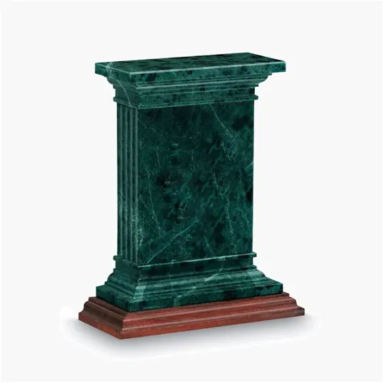 Churchill Green Marble Award with Walnut Base — view 2