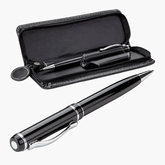 Zara Brass Ballpoint and Pencil Set with Leatherette Case — view 5