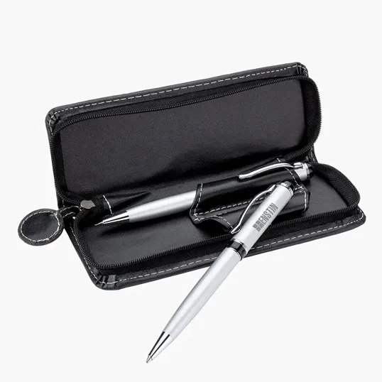 Zara Brass Ballpoint and Pencil Set with Leatherette Case — view 7