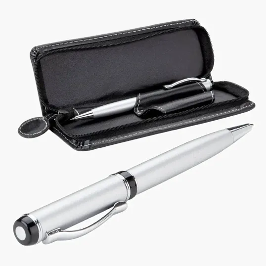 Zara Brass Ballpoint and Pencil Set with Leatherette Case — view 9