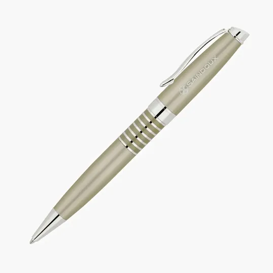 Powell Brass Ballpoint Pen with Ring Barrel Design — view 3