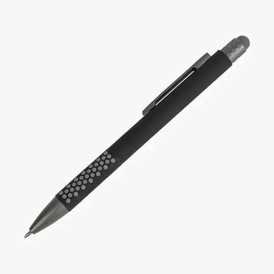 Carnaby Plunge-Action Aluminum Ballpoint Pen with Stylus — view 3