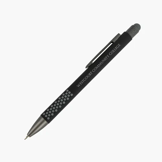 Carnaby Plunge-Action Aluminum Ballpoint Pen with Stylus — view 4