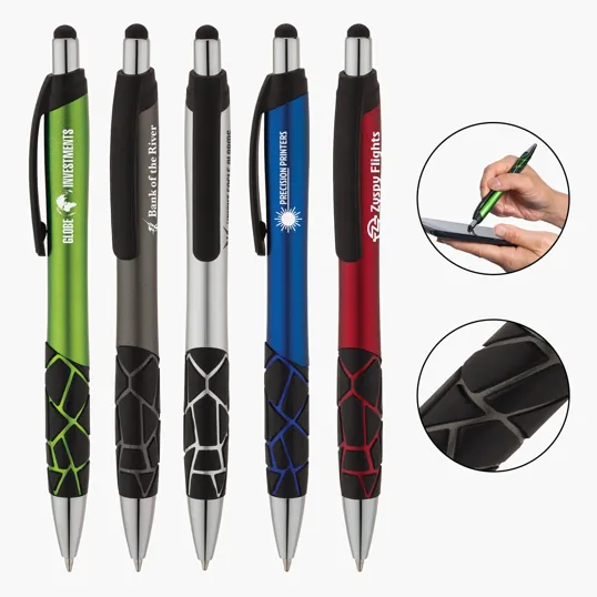 Basics Plastik Geo Ballpoint Pen with Stylus — view 2