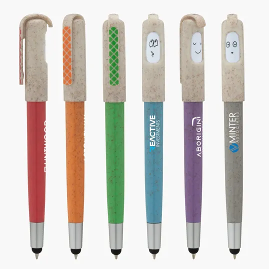 Charlie Plunge-Action Ballpoint Pen with Stylus and Mood Face