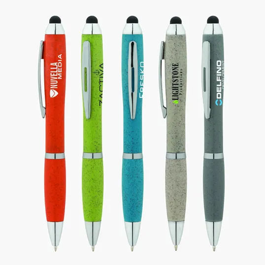 Basics Plastik Olivia Twist-Action Ballpoint Pen with Stylus — view 2