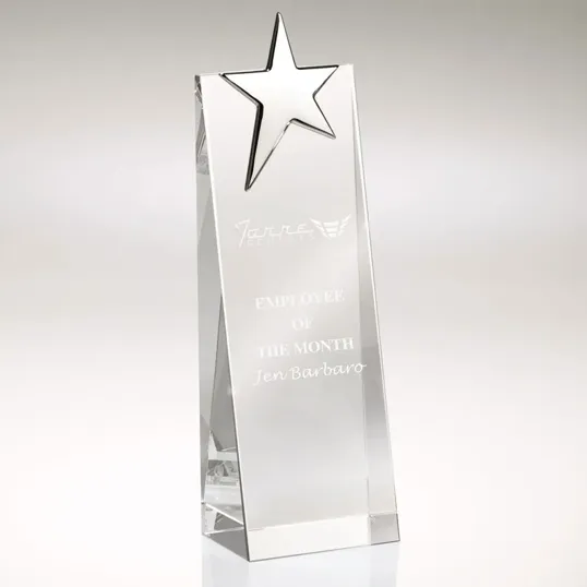 Estrela Silver Star Tower Crystal Award