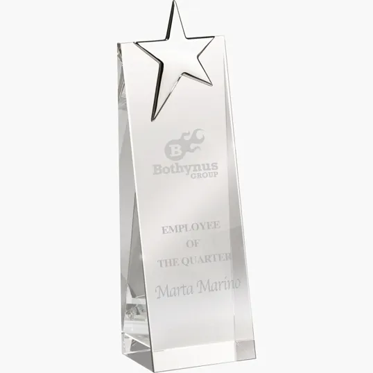Estrela Silver Star Tower Crystal Award — view 3