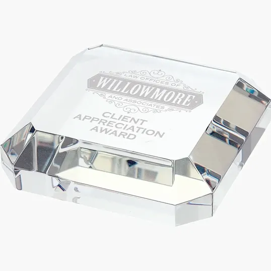 Taranto Square Crystal Paperweight — view 2