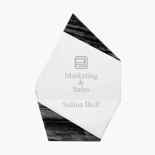 Aquila Crystal Polygon Award with Marble Trim